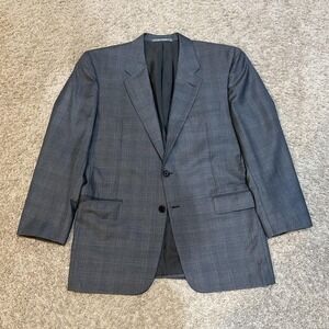 Hickey Freeman Nordstrom Blazer Mens 44R Gray Plaid Loro Piana Wool Suit Jacket